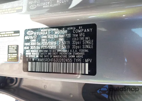 2018 Hyundai Santa Fe Limited Ultimate from USA, damaged, VIN KM8SRDHF6JU282455